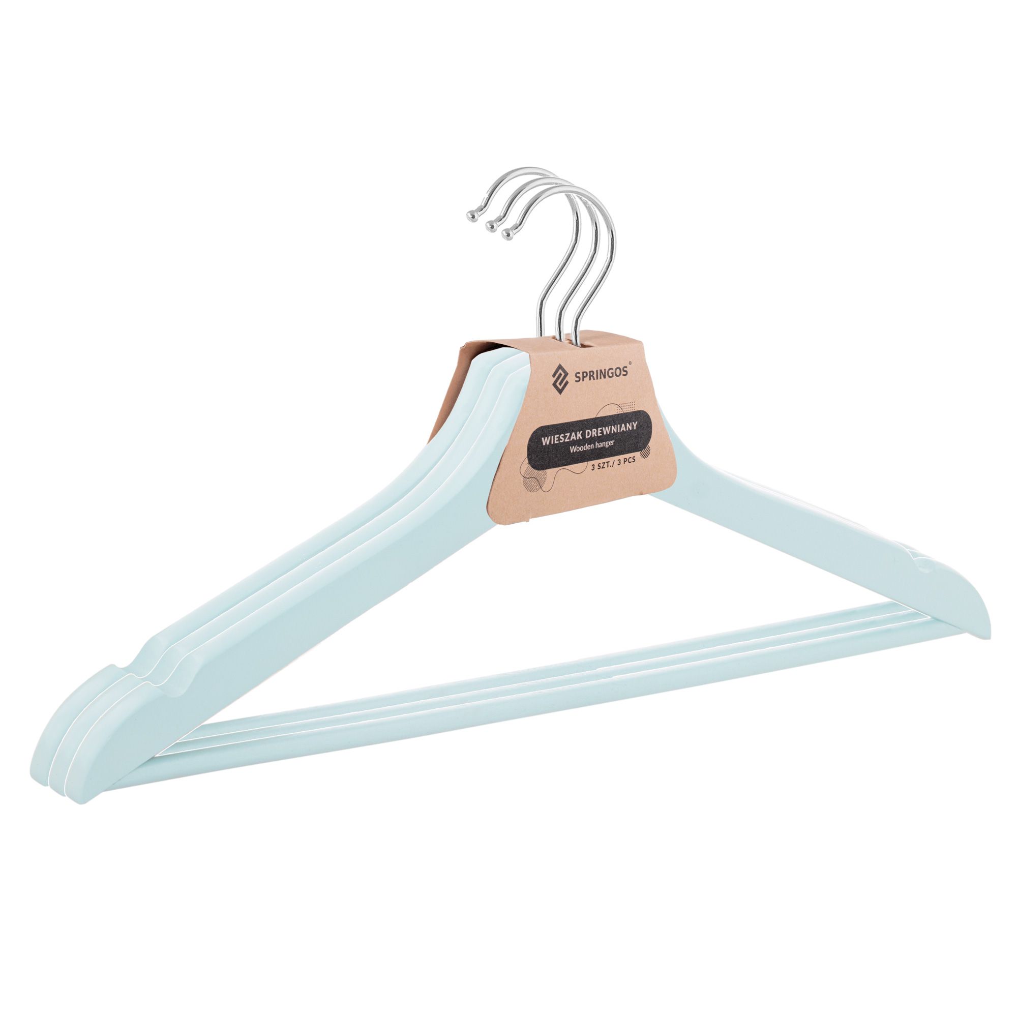 Набір дерев'яних плечиків (вішаків) для одягу 3 шт Springos HG0007