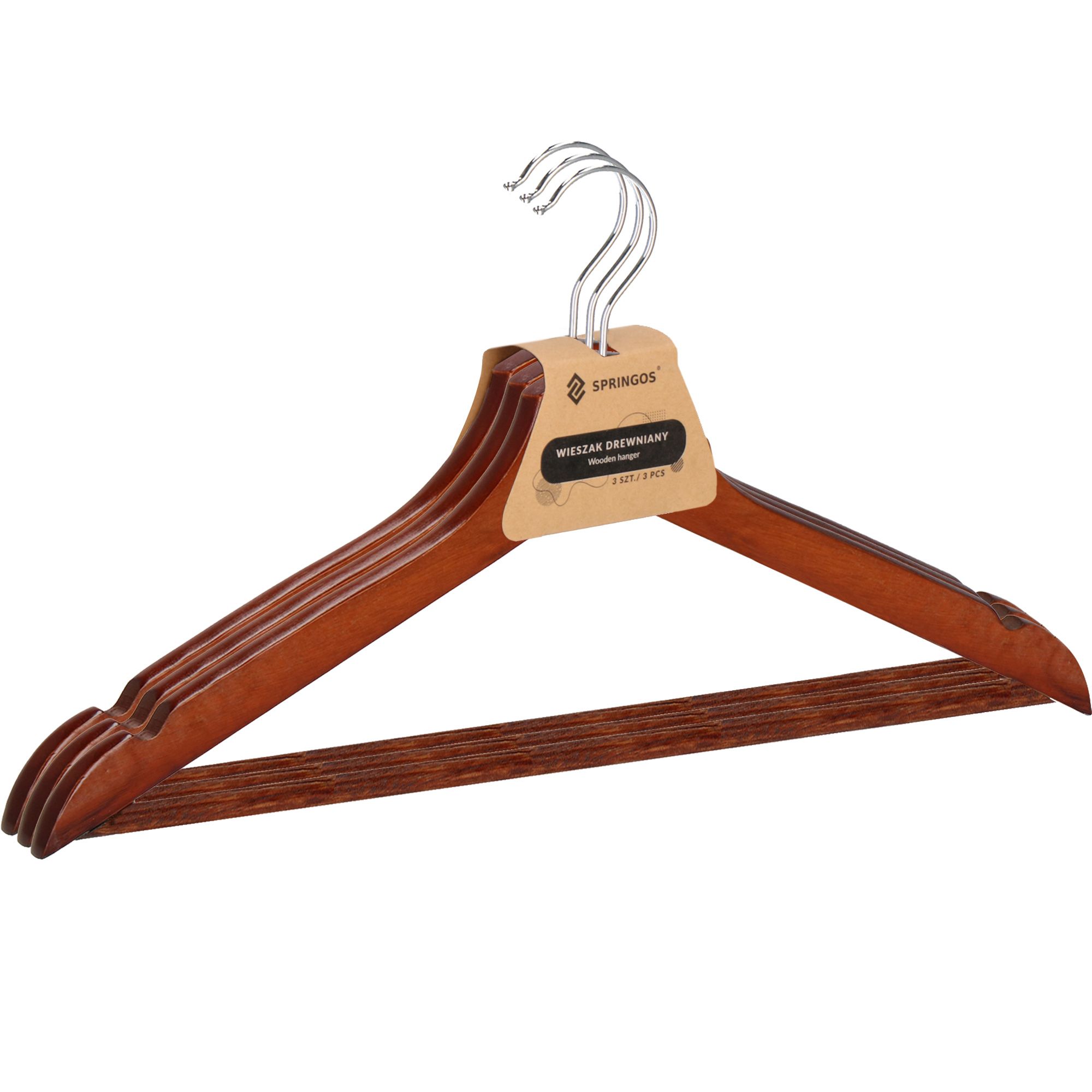 Набір дерев'яних плечиків (вішаків) для одягу 3 шт Springos HG0040