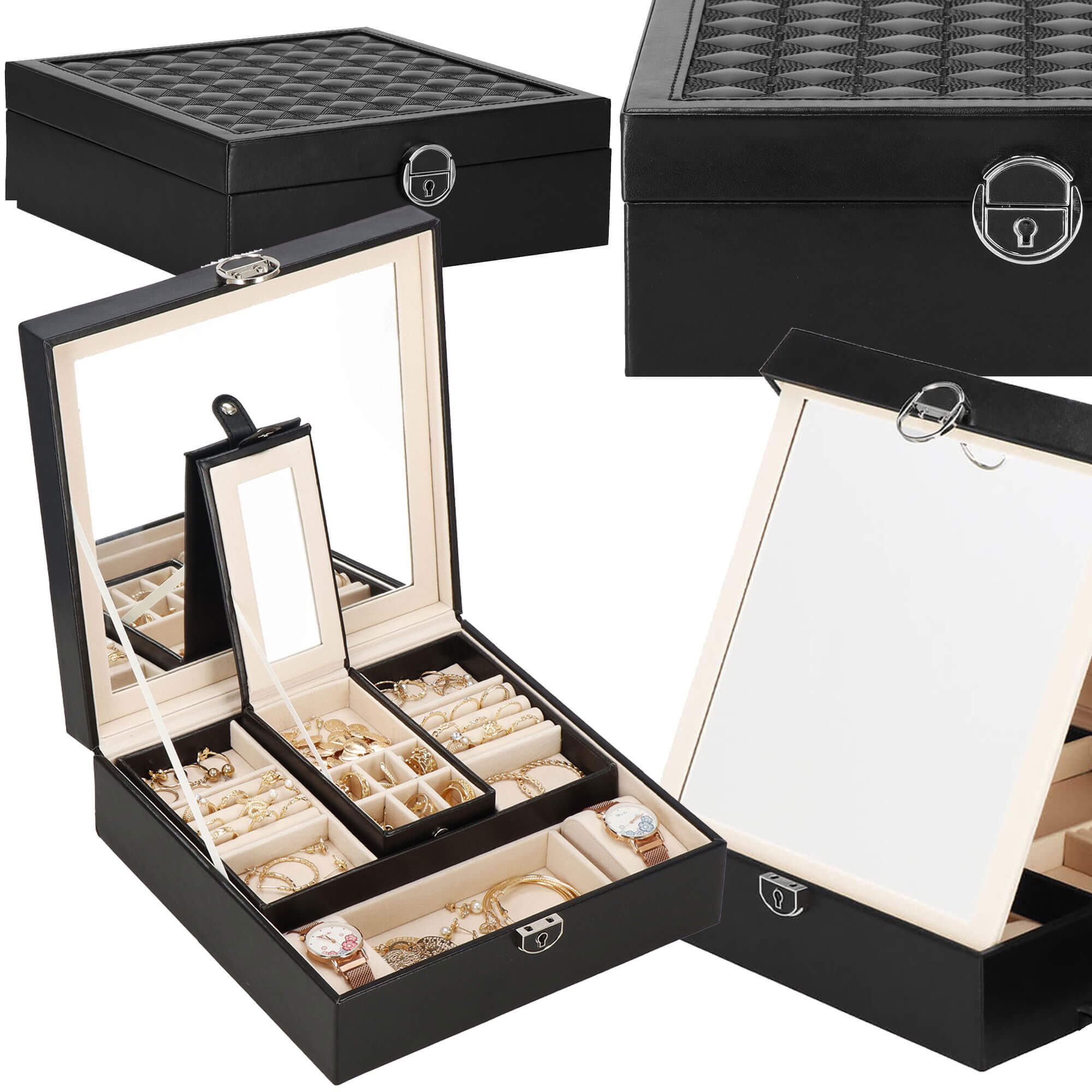 Скринька для прикрас (футляр для біжутерії) Springos 25 x 25 x 8.5 см HA1031