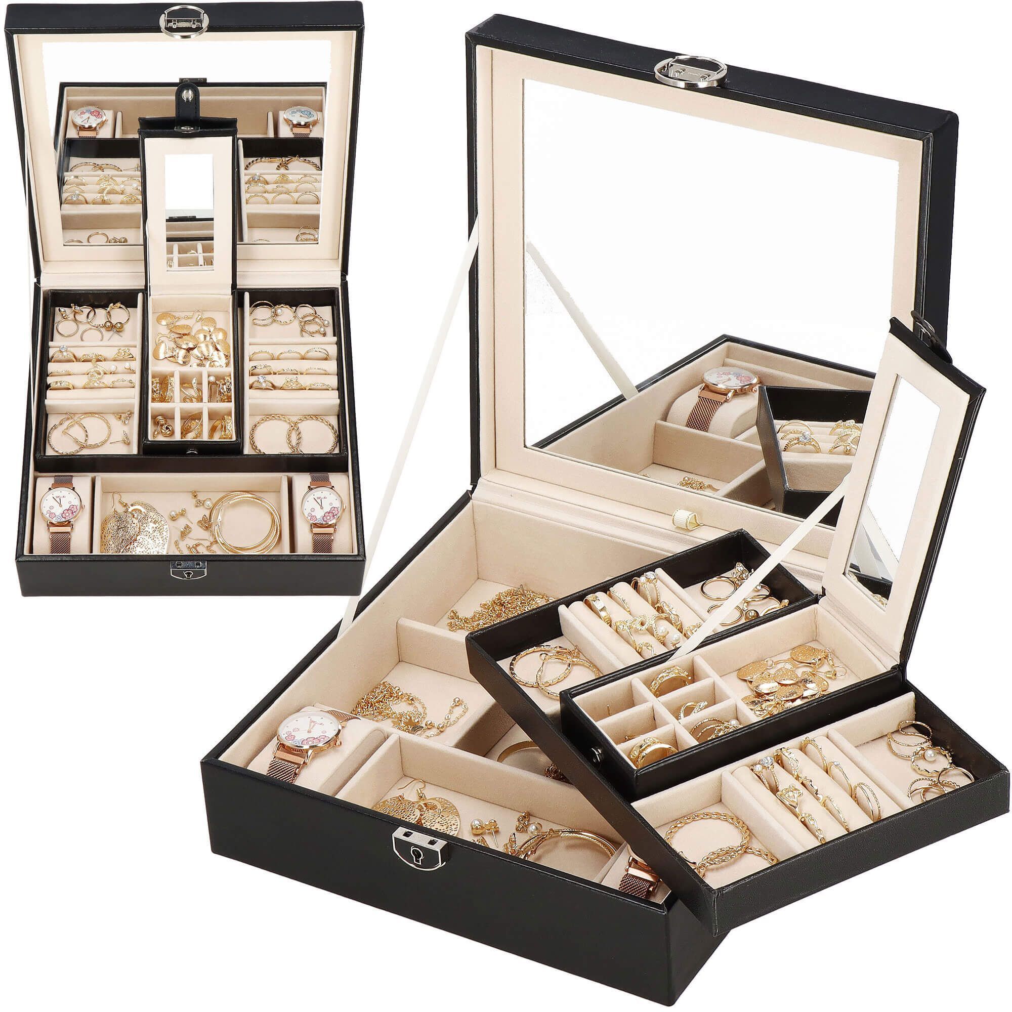 Скринька для прикрас (футляр для біжутерії) Springos 25 x 25 x 8.5 см HA1031