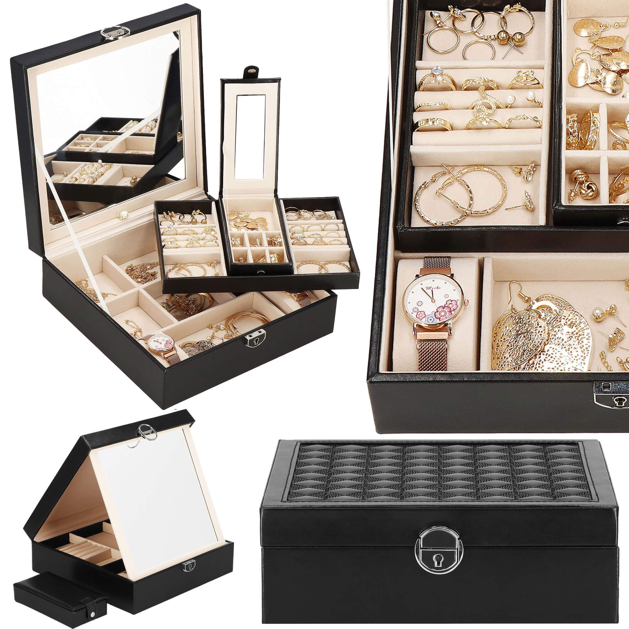 Скринька для прикрас (футляр для біжутерії) Springos 25 x 25 x 8.5 см HA1031