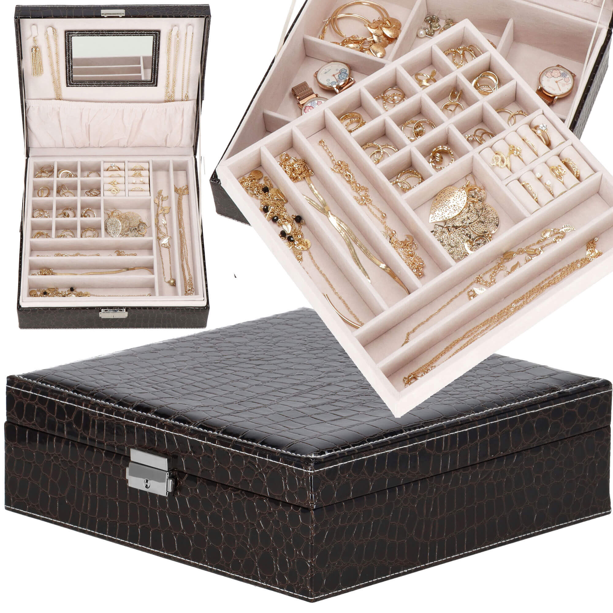 Скринька для прикрас (футляр для біжутерії) Springos 26 x 26 x 8.5 см HA1074